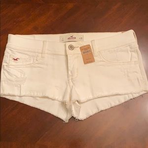 Hollister White Ripped Jean Shorts